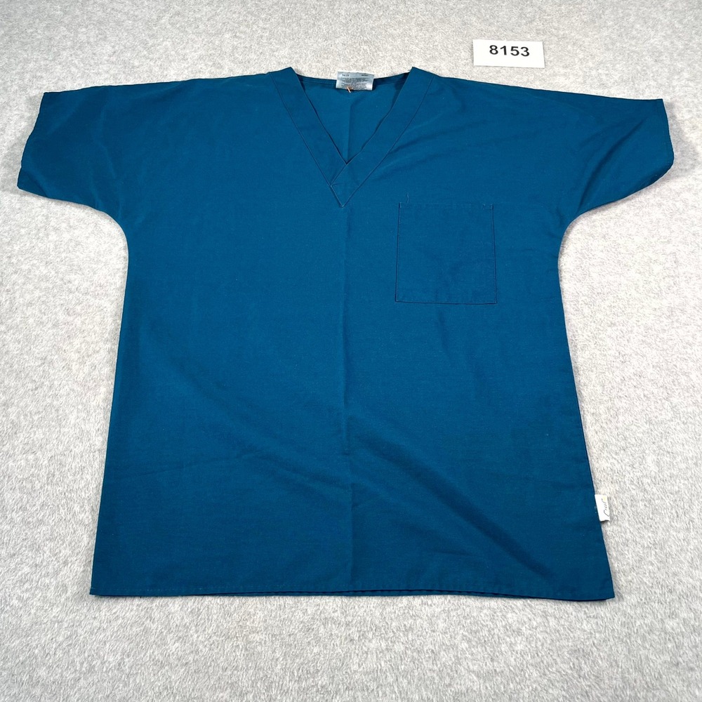Crest Style 105 Scrub Top Womens Small Teal Blue V Neck Nursing Medical Workwear